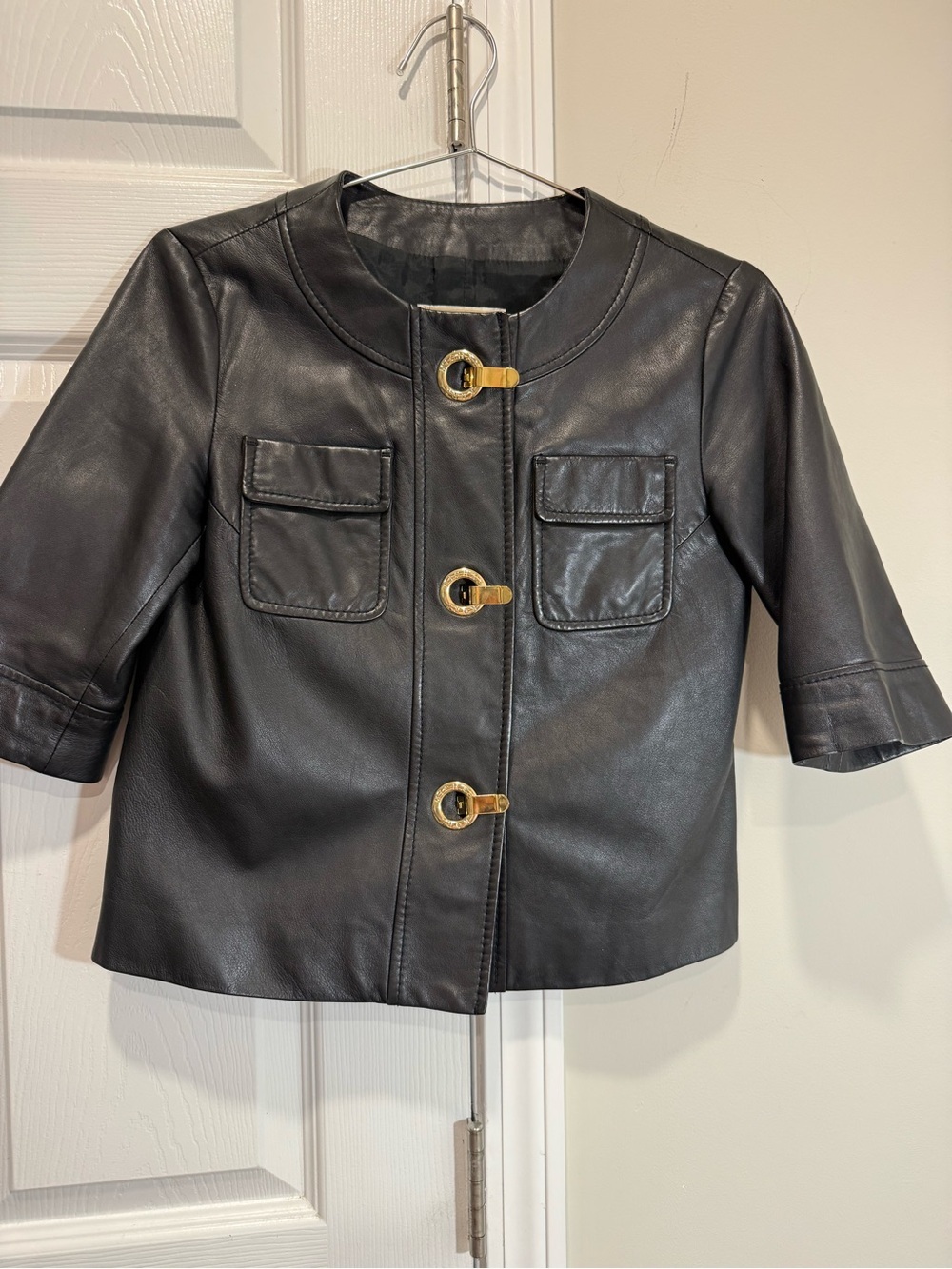 Michael Michael Kors Black Lambskin Leather Jacket XS